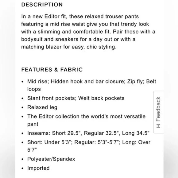 Express Editor Mid Rise Relaxed Trouser Pant, 4S, Black - Picture 8 of 8